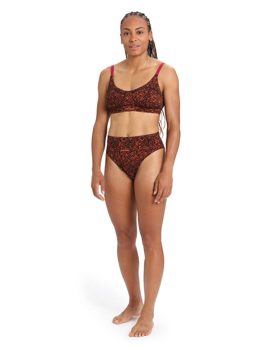 Women's Icebreaker Merino Queens High Cut Brief One Piece & Sets Black / Cherry | CA 1216CTVE